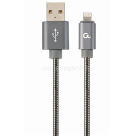 GEMBIRD USB-A 2.0 -> Lightning M/M adatkábel 2m szürke Premium spiral metal CC-USB2S-AMLM-2M-BG small