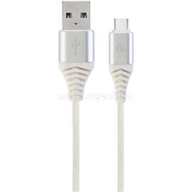 GEMBIRD USB-C -> USB-A 2.0 M/M adatkábel 1m ezüst-fehér szövet borítás CC-USB2B-AMCM-1M-BW2 small