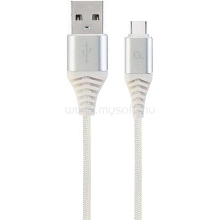 GEMBIRD USB-C -> USB-A 2.0 M/M adatkábel 1m ezüst-fehér szövet borítás