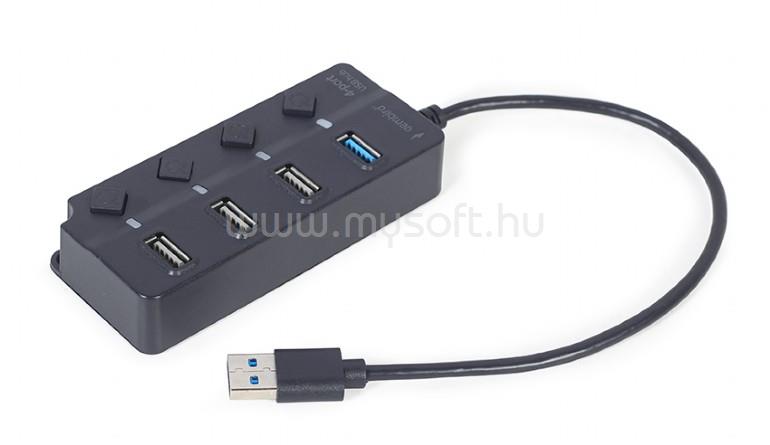 GEMBIRD USB3 HUB 4 Port+kapcsoló (fekete)