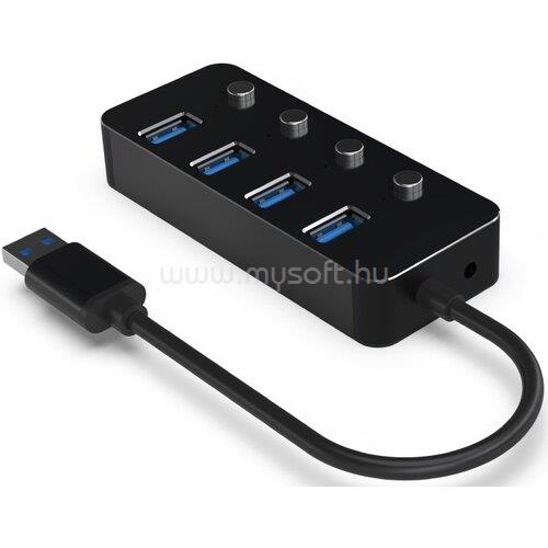 GEMBIRD UHB-U3P4P-01 USB3 HUB 4 Port+kapcsoló port (fekete)