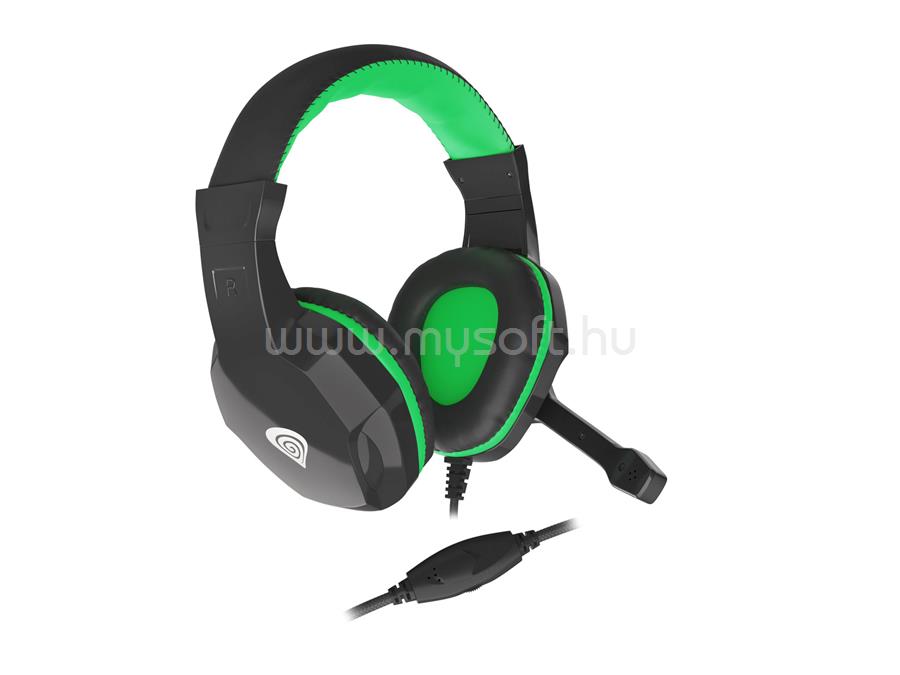 GENESIS Argon 100 vezetékes gamer headset (fekete-zöld)