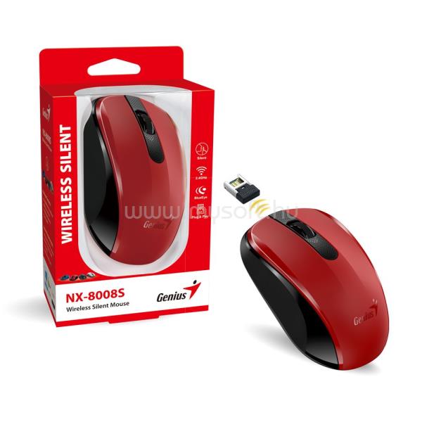 GENIUS NX-8008S Silent vezeték nélküli egér (piros)