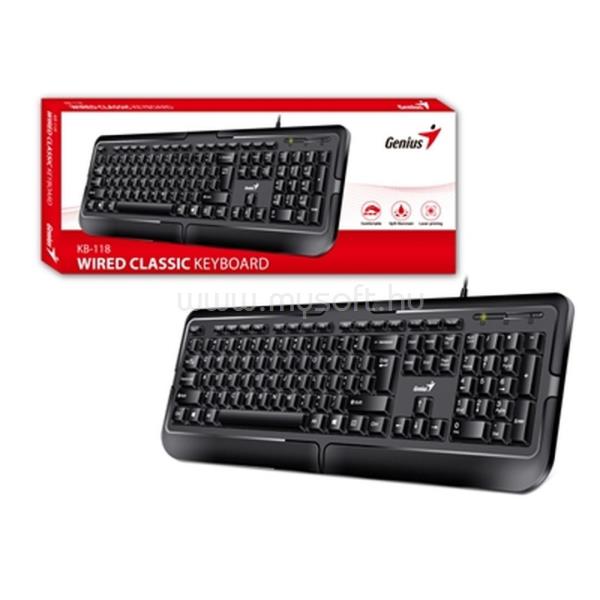 GENIUS KB-118 vezetékes billentyűzet (magyar, fekete)