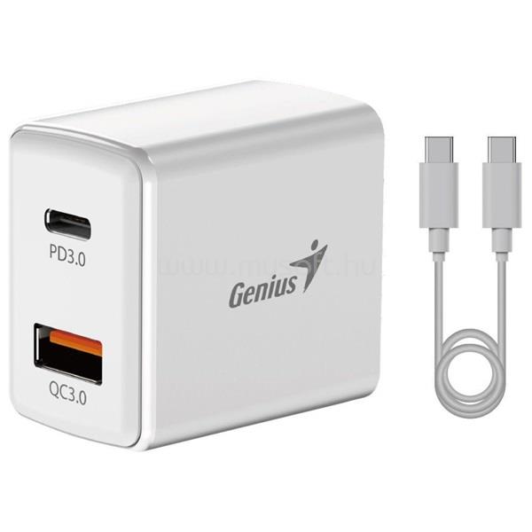 GENIUS PD-20ACP 20W USB/Type-C fehér hálózati adapter + kábel