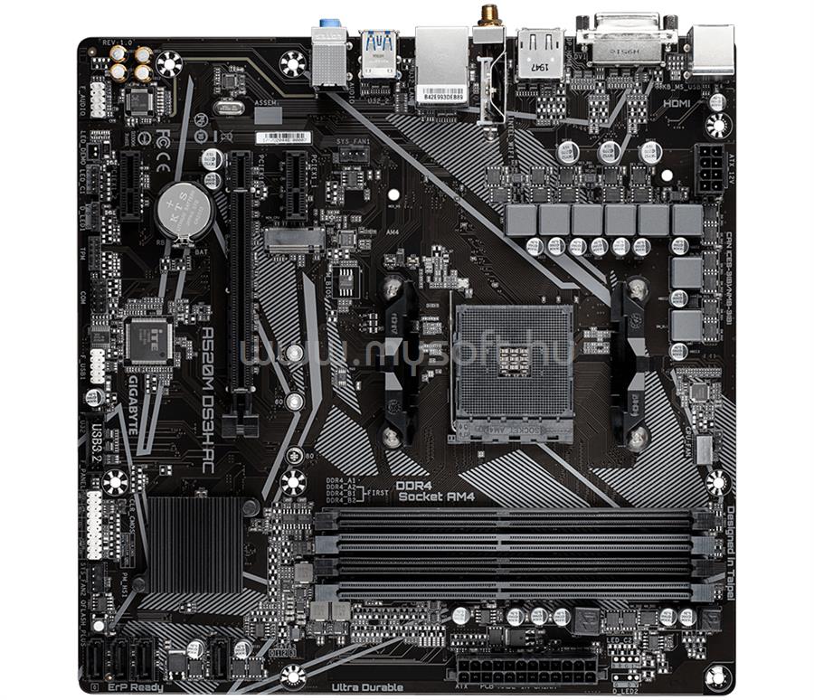 GIGABYTE alaplap A520M DS3H AC (AM4, mATX)