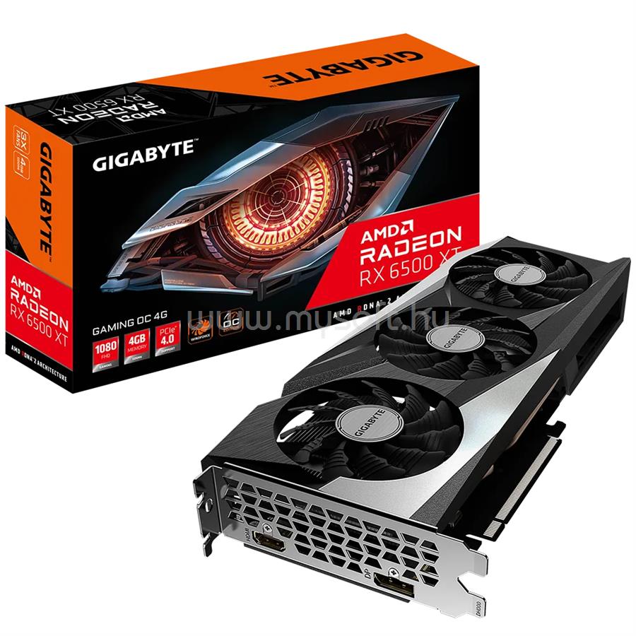 GIGABYTE Videokártya AMD Radeon RX 6500XT 4GB DDR6 OC