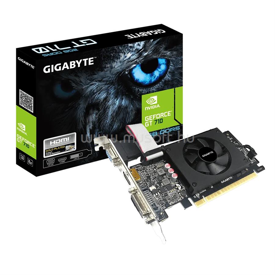 GIGABYTE Videokártya nVidia GT710 2GB GDDR5 Low Profile