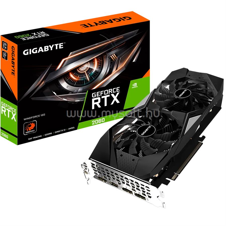 GIGABYTE Videokártya nVidia RTX 2060 WINDFORCE 12GB DDR6