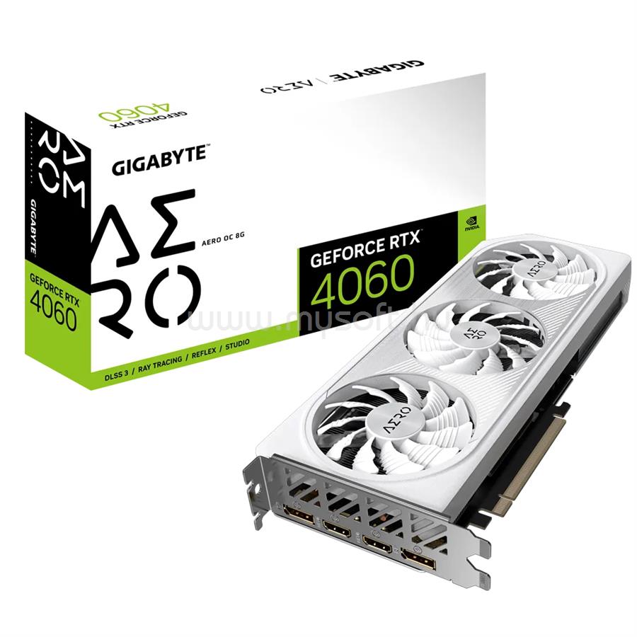 GIGABYTE Videokártya nVidia RTX 4060 AERO 8GB DDR6 OC