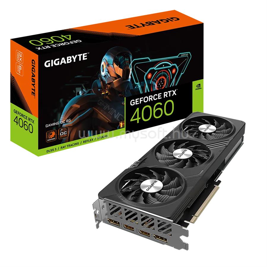 GIGABYTE Videokártya nVidia RTX 4060 GAMING 8GB DDR6 OC