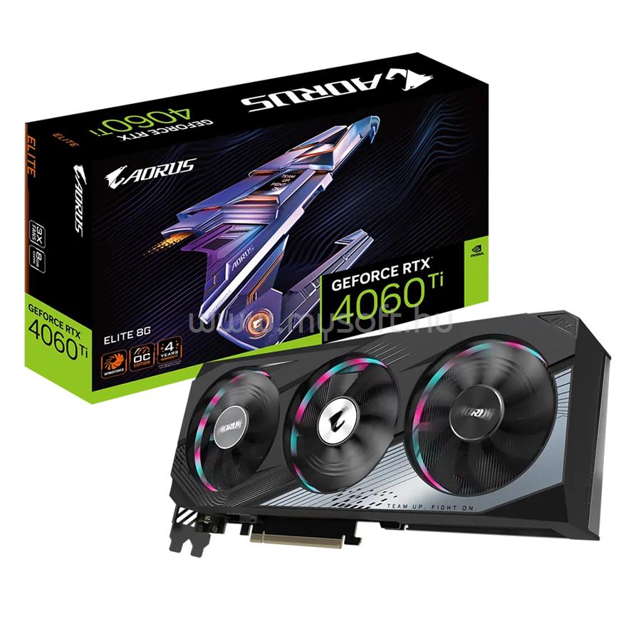 GIGABYTE Videokártya nVidia RTX 4060 Ti ELITE 8GB DDR6 OC