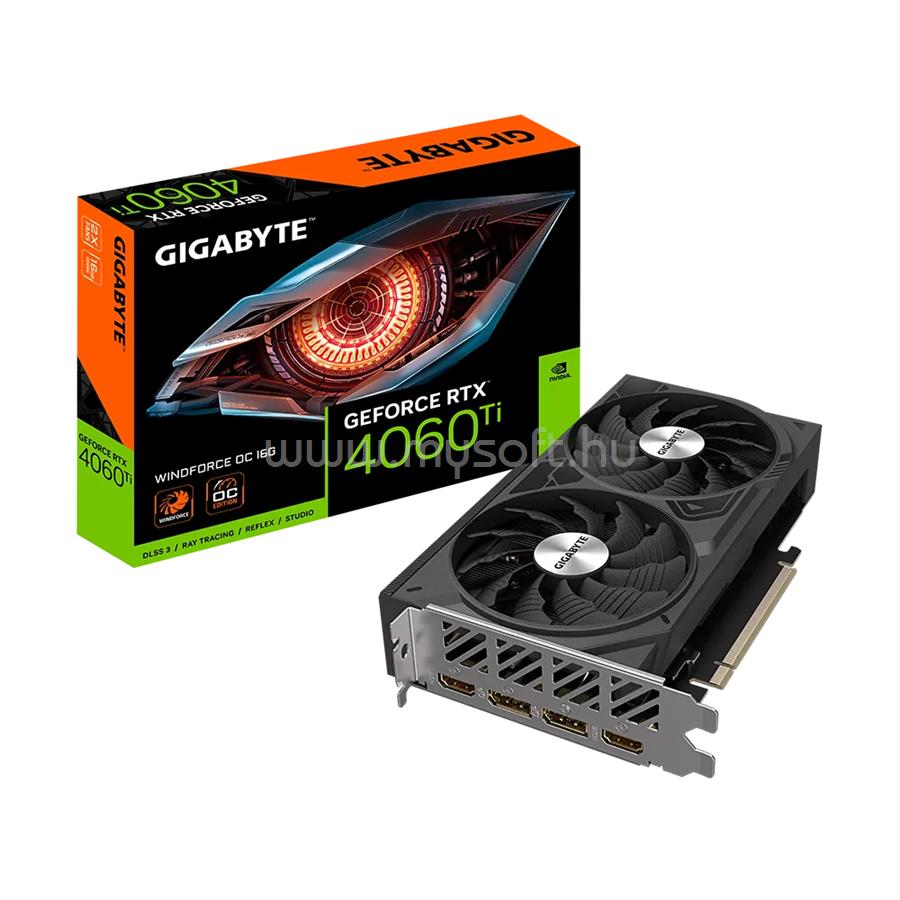 GIGABYTE Videokártya nVidia RTX 4060 Ti WINDFORCE 16GB DDR6 OC