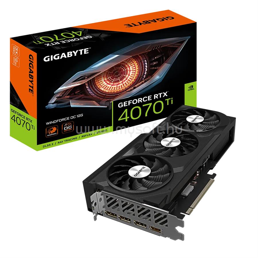 GIGABYTE Videokártya nVidia RTX 4070 Ti WINDFORCE 12GB DDR6X OC