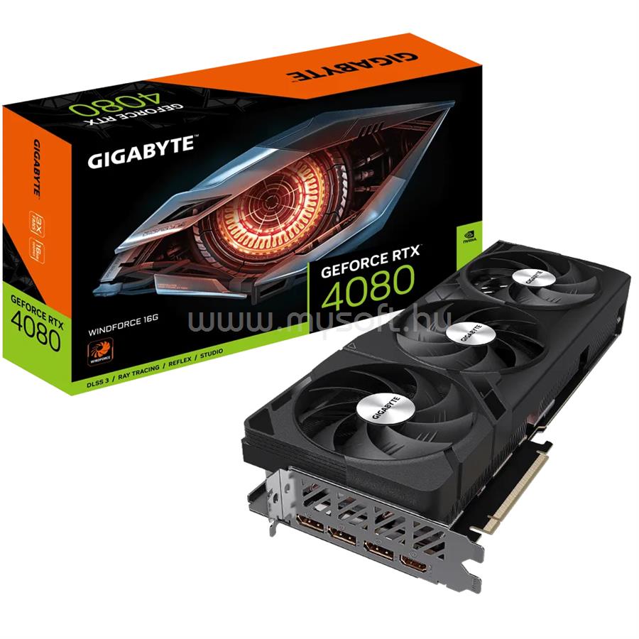GIGABYTE Videokártya nVidia RTX 4080 WINDFORCE 16GB GDDR6X