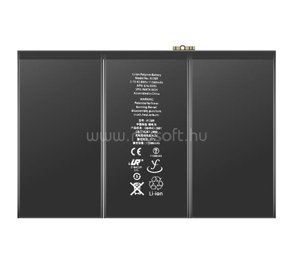GIGAPACK IPAD (4th Gen) / (3rd Gen) GIGAPACK Akku 11560mAh LI-Polymer 616-0586/A1389 kompatibilis