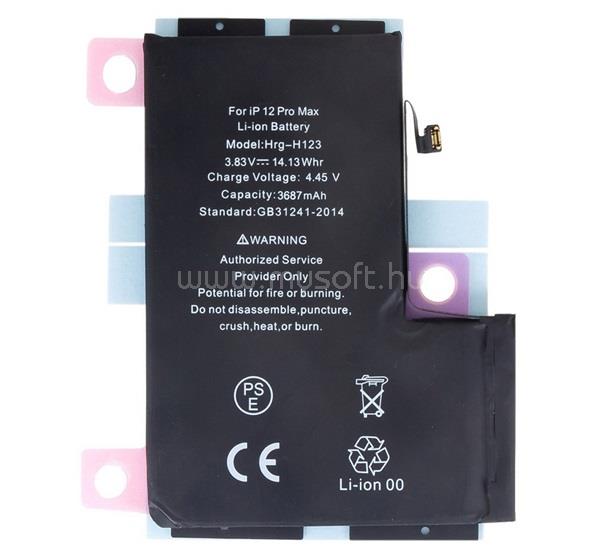 GIGAPACK iPhone 12 Pro Max GIGAPACK akku 3687mAh LI-ION Apple A2466 kompatibilis