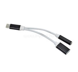 GIGAPACK GIGAPACK Audió adapter és töltőkábel elosztó, Type-C + 3.5mm jack aljzat - Type-C, FEKETE/FEHÉR GP-47828 small