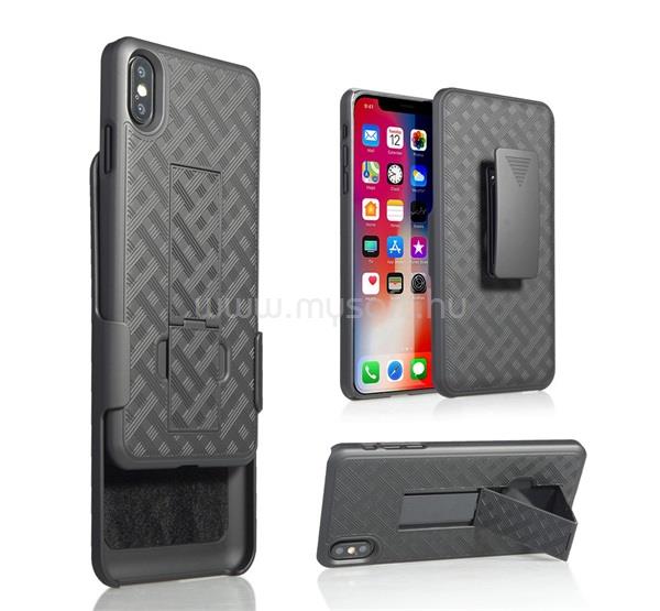 GIGAPACK iPhone XS Max 6.5 GIGAPACK defender műanyag telefonvédő ütésállóság, rombusz, FEKETE