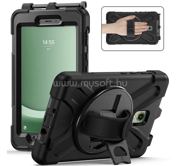 GIGAPACK Samsung Tab Active 5 WIFI GIGAPACK Defender műanyag telefonvédő ütésállóság, 360° + kézpánt, FEKETE