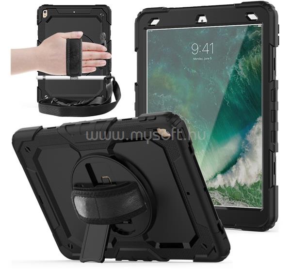 GIGAPACK IPAD Air 2019 / Pro 10.5 (2017) GIGAPACK Defender műanyag telefonvédő ütésállóság, 360° + kézpánt, FEKETE