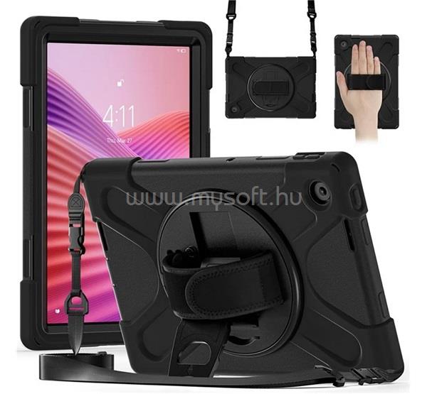 GIGAPACK Lenovo Tab 10.1 GIGAPACK Defender műanyag telefonvédő ütésállóság, vállpánt, FEKETE
