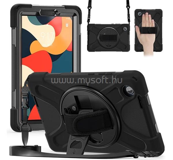 GIGAPACK Lenovo Tab One GIGAPACK Defender műanyag telefonvédő ütésállóság, vállpánt, FEKETE