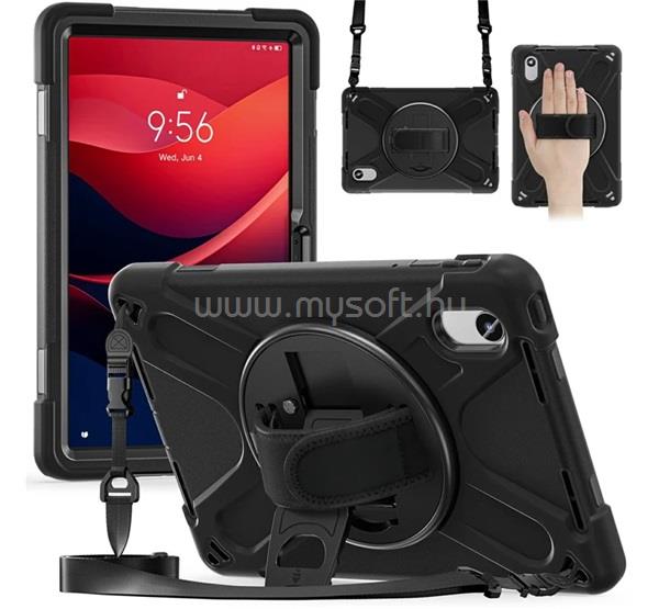 GIGAPACK Lenovo Idea Tab / Idea Tab GIGAPACK Defender műanyag telefonvédő ütésállóság, vállpánt, FEKETE