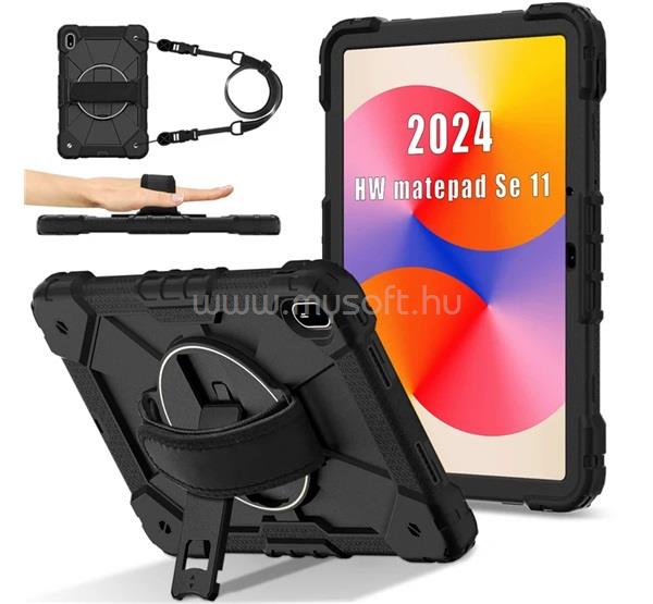 GIGAPACK Huawei MatePad SE 11 GIGAPACK Defender műanyag telefonvédő ütésállóság, vállpánt, FEKETE
