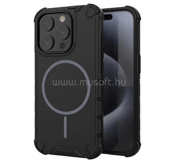 GIGAPACK iPhone 15 Pro Max GIGAPACK Defender műanyag telefonvédő ütésállóság, MagSafe, FEKETE
