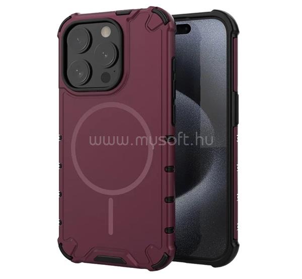 GIGAPACK iPhone 15 Pro GIGAPACK Defender műanyag telefonvédő ütésállóság, MagSafe, LILA