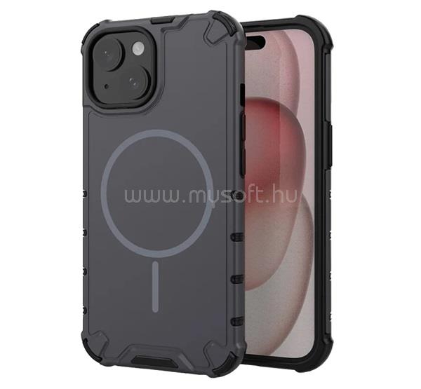 GIGAPACK iPhone 15 GIGAPACK Defender műanyag telefonvédő ütésállóság, MagSafe, SÖTÉTSZÜRKE