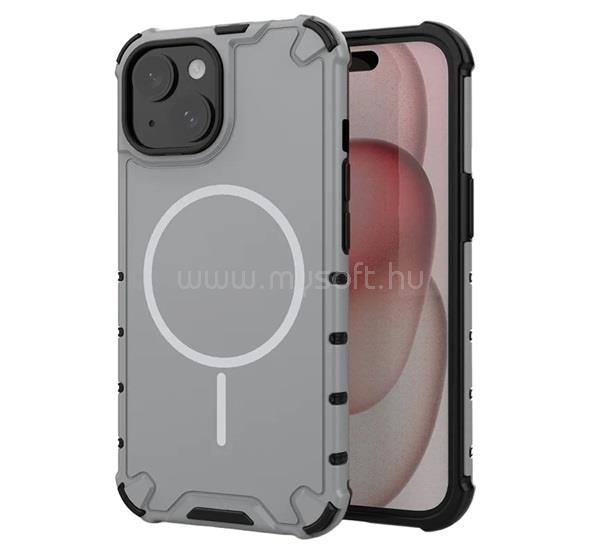 GIGAPACK iPhone 15 GIGAPACK Defender műanyag telefonvédő ütésállóság, MagSafe, VILÁGOSSZÜRKE