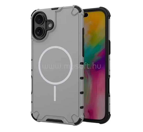 GIGAPACK iPhone 16 GIGAPACK Defender műanyag telefonvédő ütésállóság, MagSafe, VILÁGOSSZÜRKE