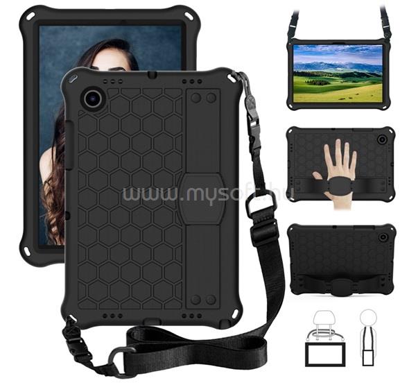 GIGAPACK Samsung Tab A8 10.5 LTE (2021) GIGAPACK Defender szilikon telefonvédő ütésállóság, vállpánt, FEKETE