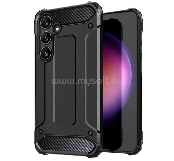 GIGAPACK Samsung S25 GIGAPACK Defender szilikon telefonvédő ütésállóság, fémhatás, FEKETE