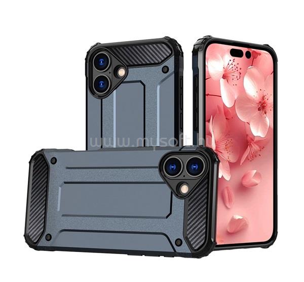 GIGAPACK iPhone 16 GIGAPACK Defender szilikon telefonvédő ütésállóság, fémhatás, SÖTÉTKÉK