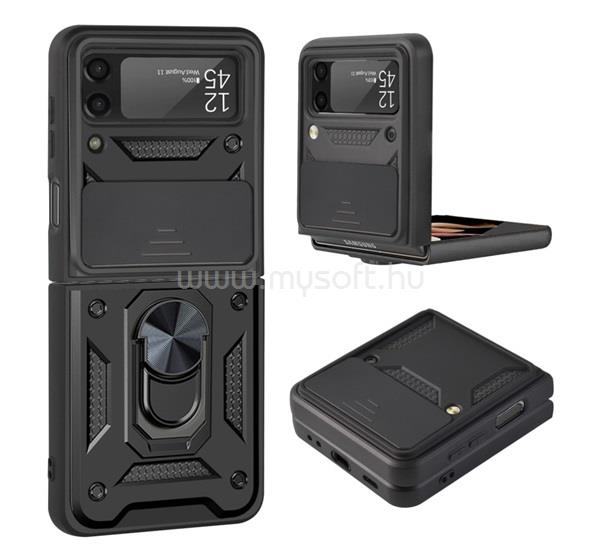 GIGAPACK Samsung Z Flip3 5G GIGAPACK Defender szilikon telefonvédő ütésállóság, kameravédő, FEKETE