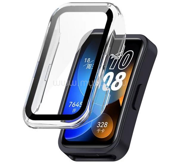 GIGAPACK Huawei Band 10 / Band 9 / Band 8 GIGAPACK Műanyag keret BUMPER, ütésállóság + kijelzővédő üveg, ÁTLÁTSZÓ