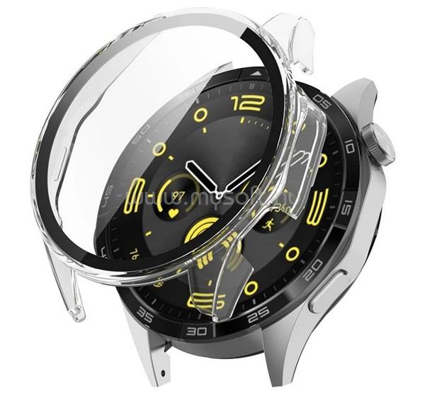 GIGAPACK Huawei Watch GT 4 46mm GIGAPACK Műanyag keret BUMPER, ütésállóság + kijelzővédő üveg, ÁTLÁTSZÓ