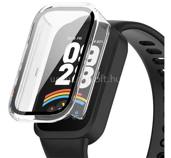 GIGAPACK Xiaomi Smart Band 9 Active GIGAPACK Műanyag keret BUMPER, ütésállóság + kijelzővédő üveg, ÁTLÁTSZÓ