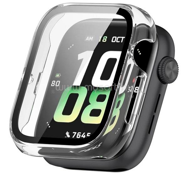 GIGAPACK Honor Watch 5 GIGAPACK Műanyag keret BUMPER, ütésállóság + kijelzővédő üveg, ÁTLÁTSZÓ