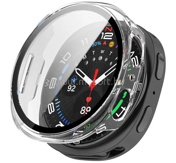 GIGAPACK Samsung Watch 8 eSIM 44mm / 8 44mm GIGAPACK Műanyag keret BUMPER, ütésállóság + kijelzővédő üveg, ÁTLÁTSZÓ