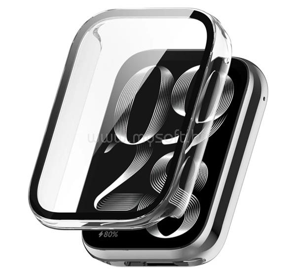 GIGAPACK Xiaomi Smart Band 10 Pro NFC GIGAPACK Műanyag keret BUMPER, ütésállóság + kijelzővédő üveg, ÁTLÁTSZÓ