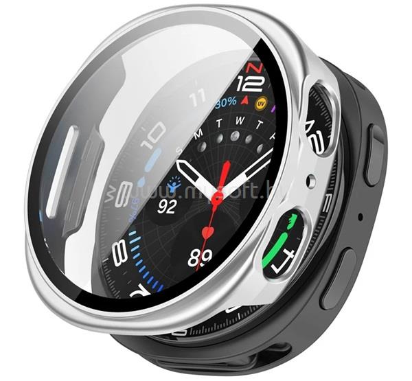 GIGAPACK Samsung Watch 9 eSIM 44mm / 9 44mm GIGAPACK Műanyag keret BUMPER, ütésállóság + kijelzővédő üveg, EZÜST