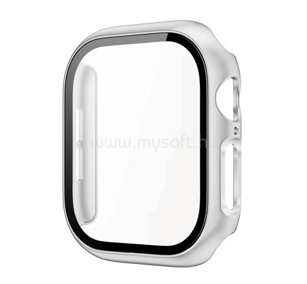 GIGAPACK Apple Watch Series 12 42mm GIGAPACK Műanyag keret BUMPER, ütésállóság + kijelzővédő üveg, EZÜST