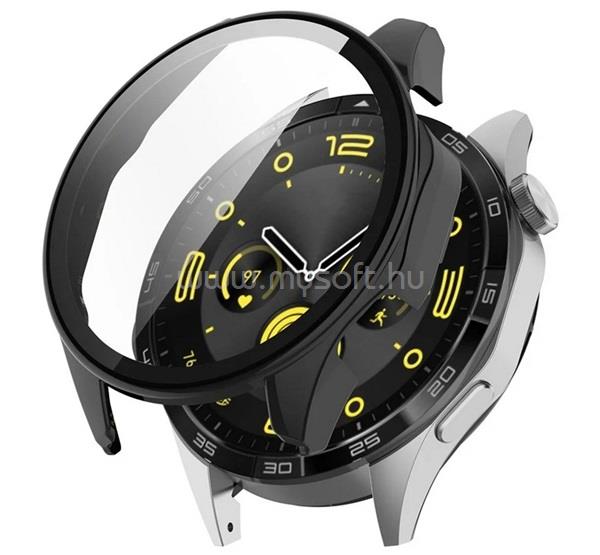 GIGAPACK Huawei Watch GT 4 46mm GIGAPACK Műanyag keret BUMPER, ütésállóság + kijelzővédő üveg, FEKETE