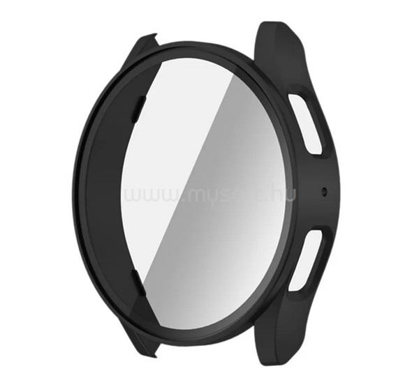 GIGAPACK Samsung Watch 7 eSIM 44mm / 7 44mm GIGAPACK Műanyag keret BUMPER, ütésállóság + kijelzővédő üveg, FEKETE