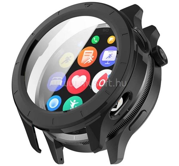 GIGAPACK Xiaomi Watch S4 GIGAPACK Műanyag keret BUMPER, ütésállóság + kijelzővédő üveg, FEKETE