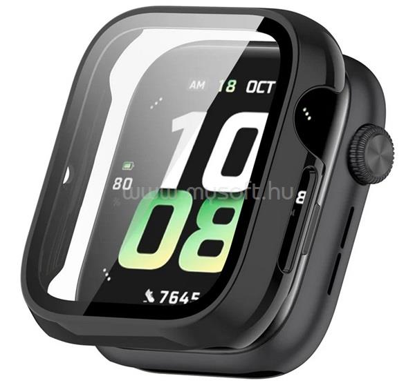 GIGAPACK Honor Watch 5 GIGAPACK Műanyag keret BUMPER, ütésállóság + kijelzővédő üveg, FEKETE